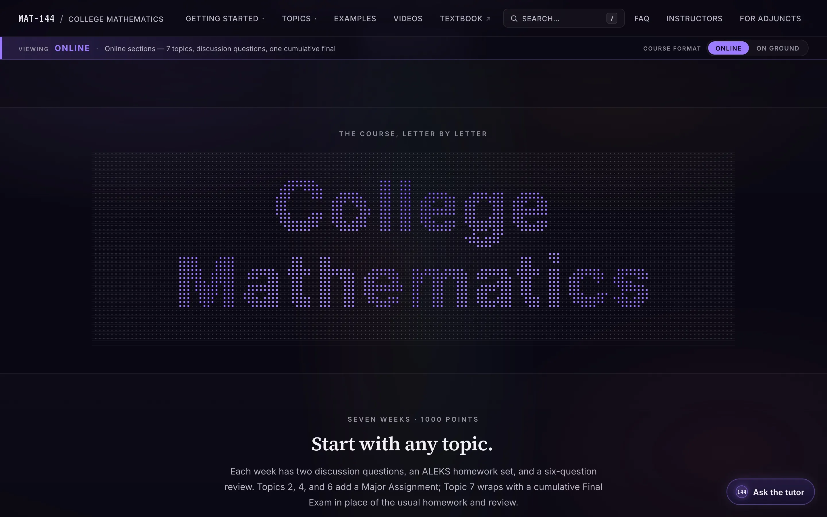 mat144.com home page on a laptop