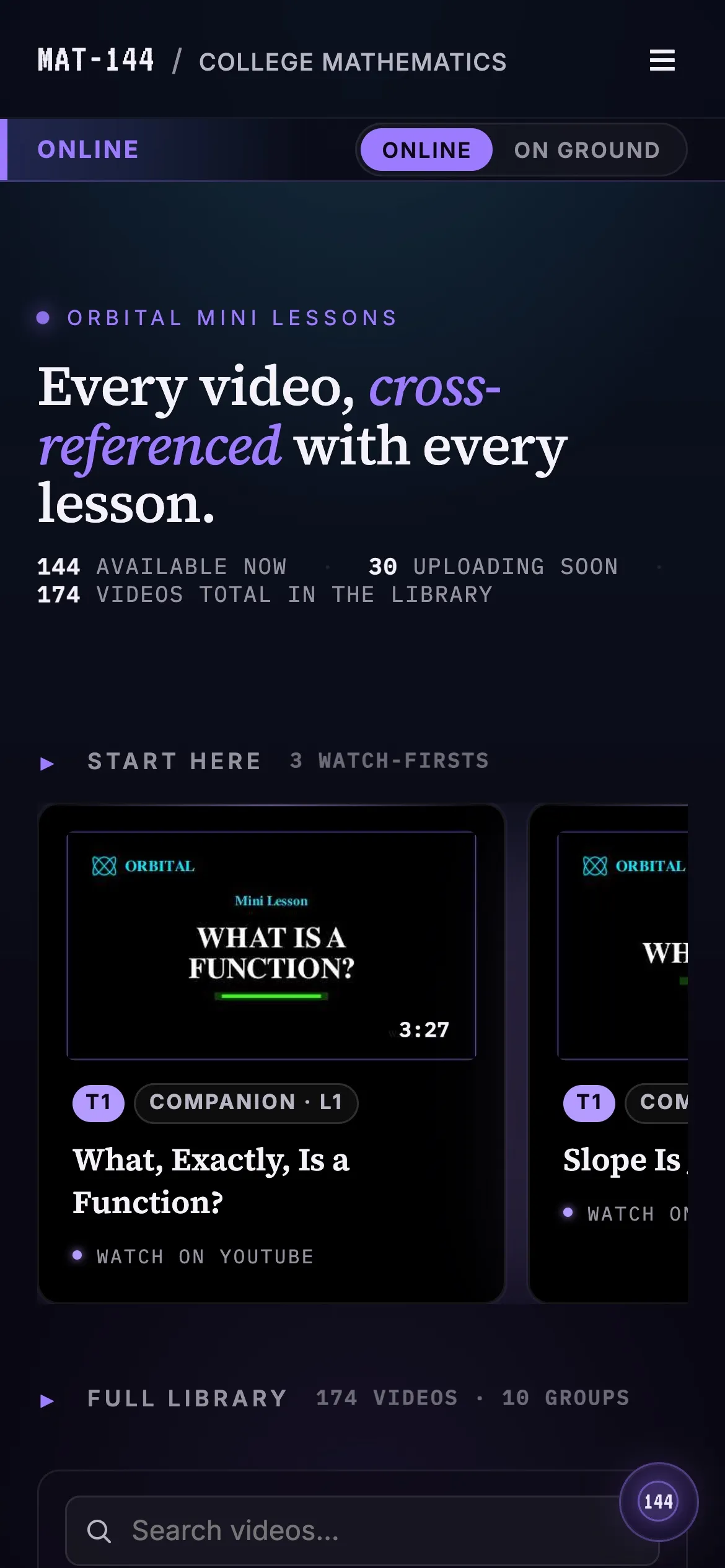 mat144.com video library on a phone