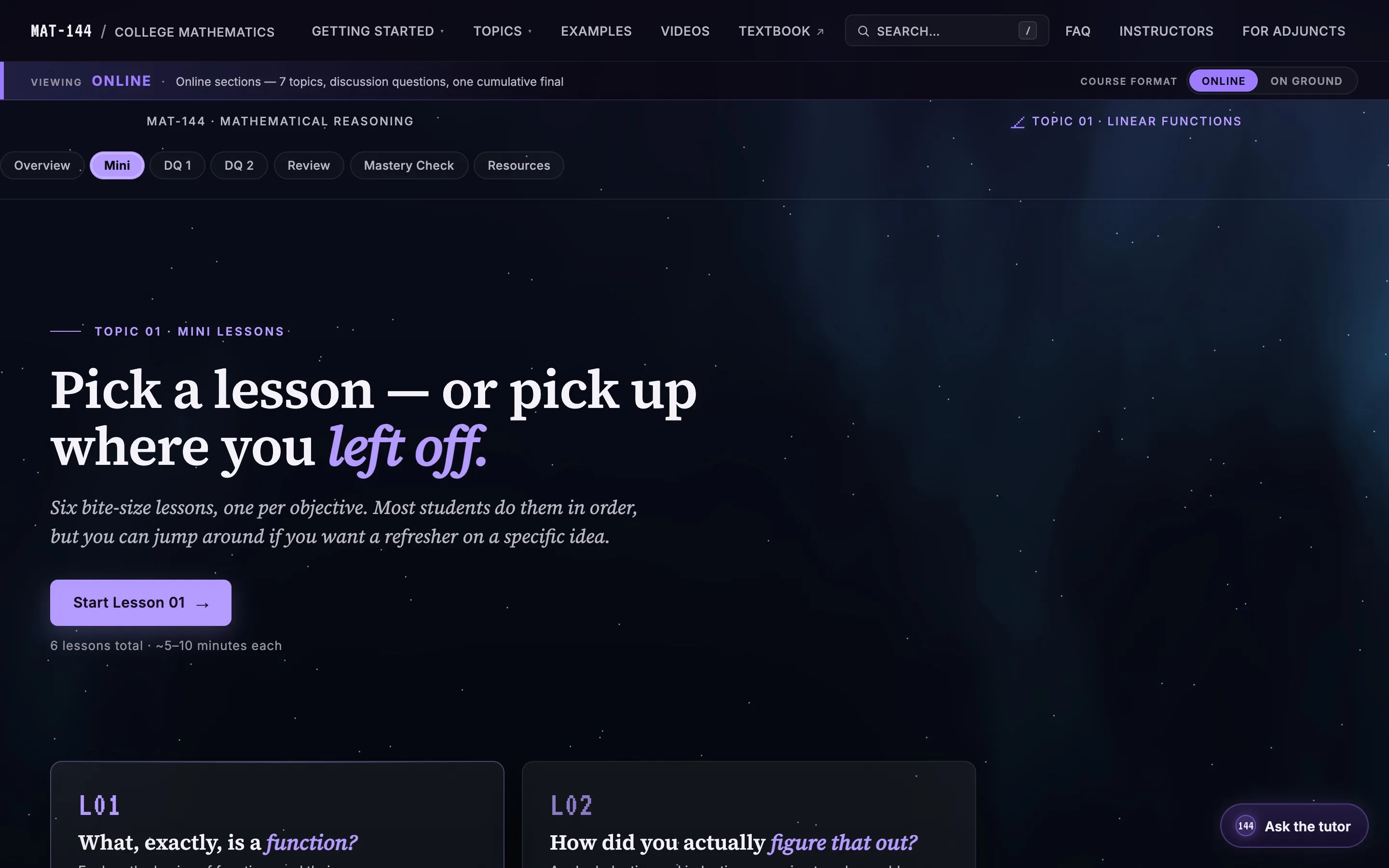 Topic 1 mini lessons
